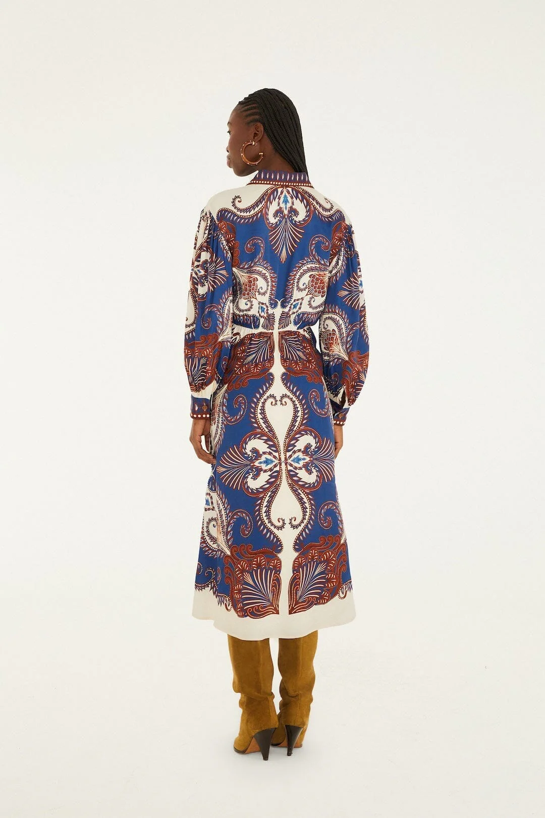 Blue Arabesque Scarf  Midi Dress - Image 3