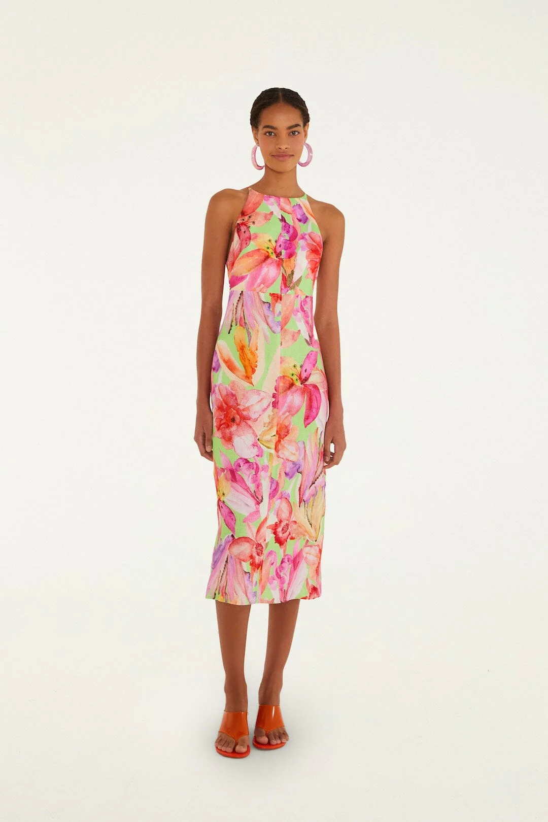 Multicolor Artsy Flora Midi Dress