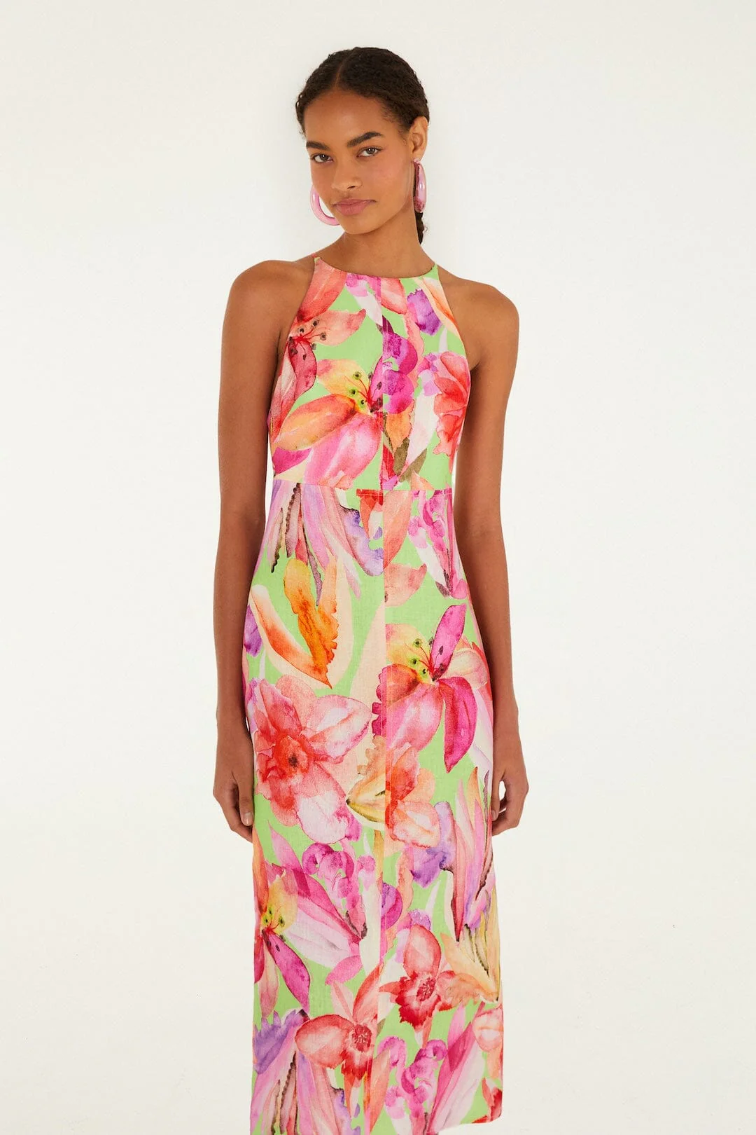 Multicolor Artsy Flora Midi Dress - Image 4