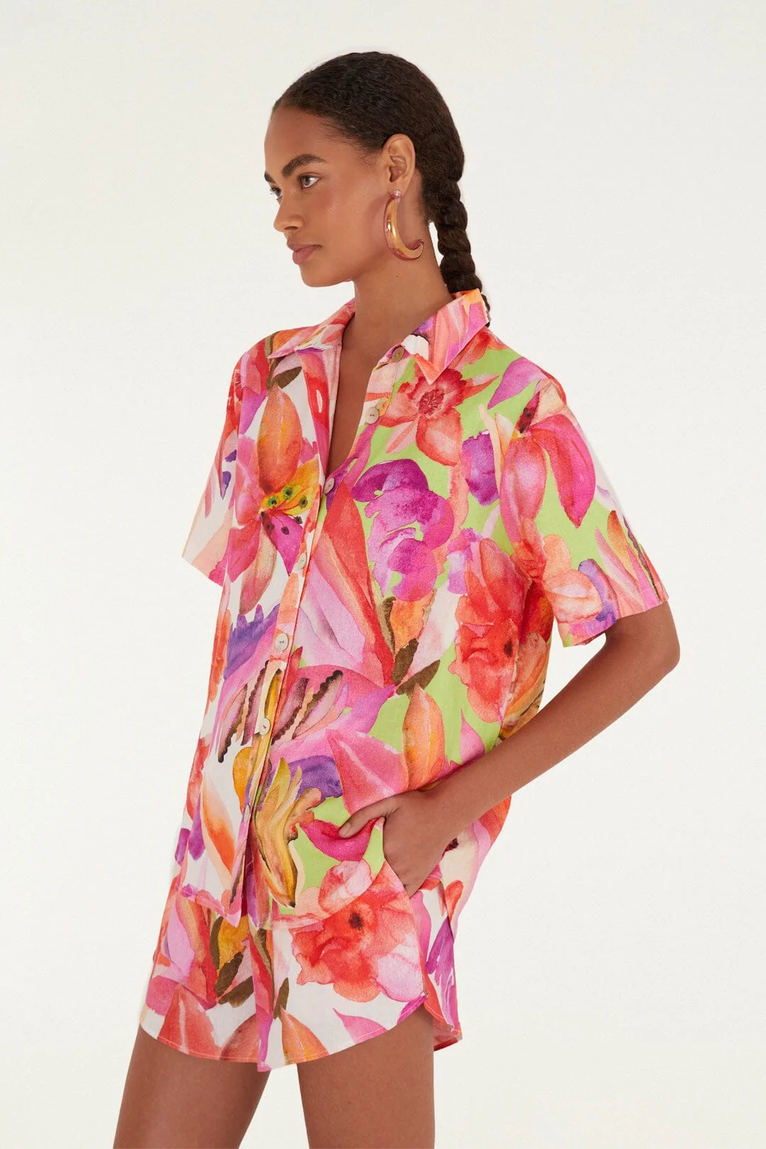 Multicolor Artsy Flora Shorts - Image 4