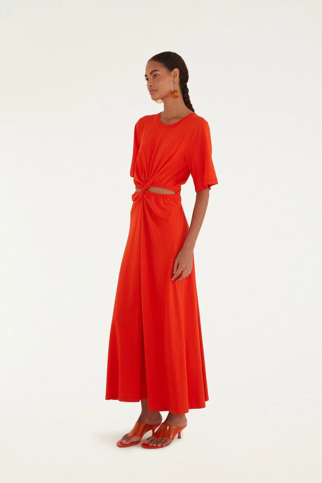 Red Artsy Flora Cut-Out  Maxi Dress - Image 4