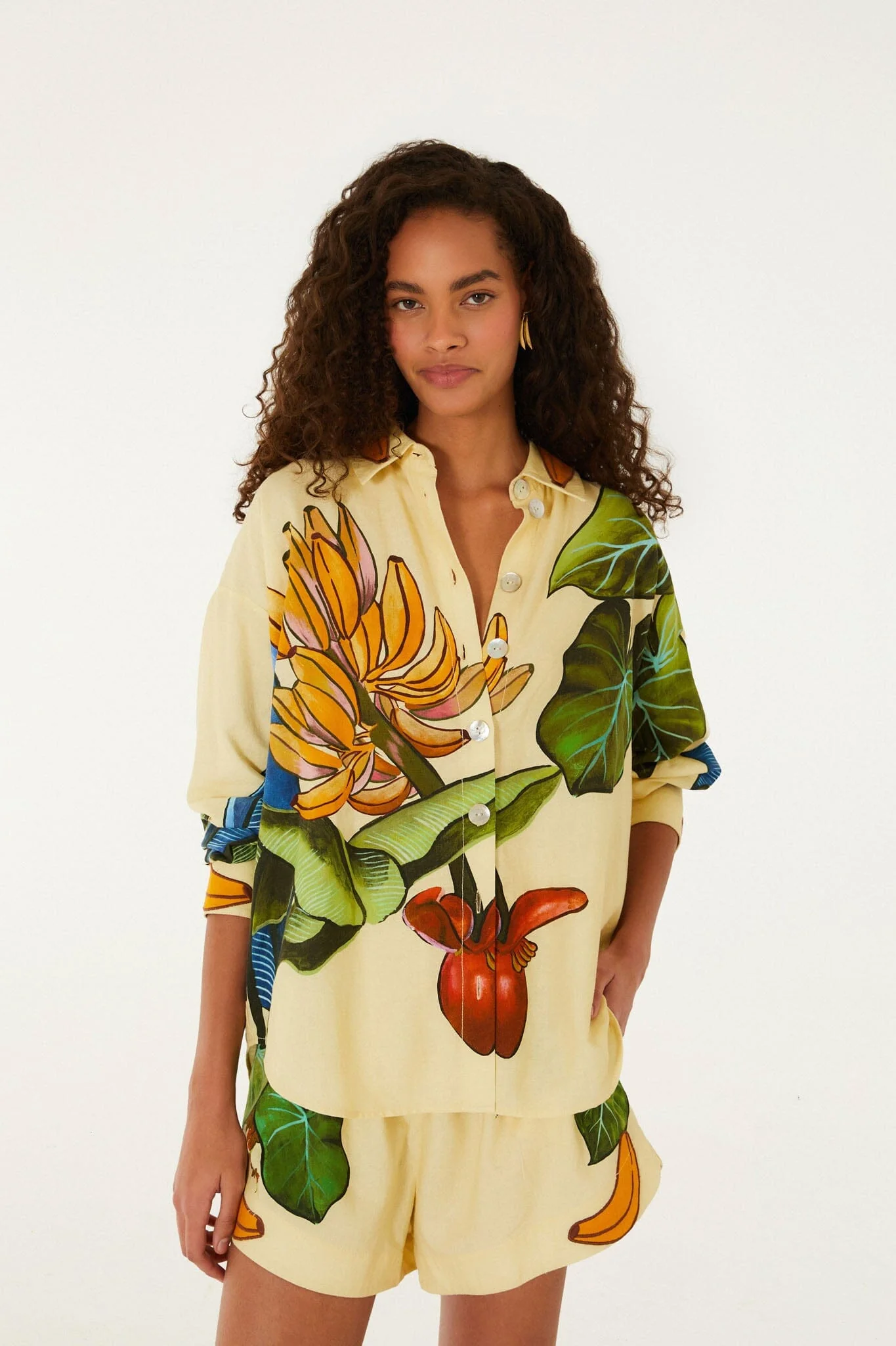 Yellow Banana Grapes Drawstring Shorts - Image 4