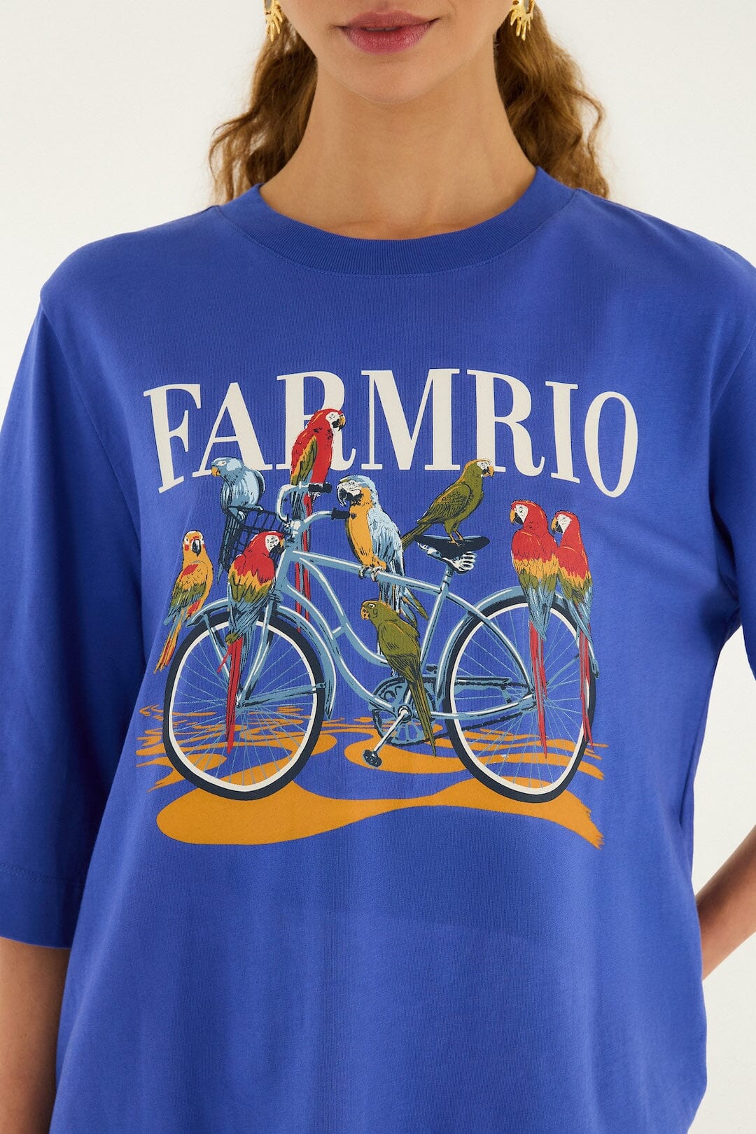 Blue Bike Birds  T-Shirt - Image 2