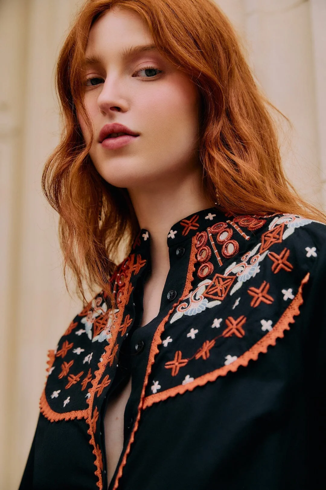 Black Embroidered Buttoned Long Sleeve Shirt - Image 2