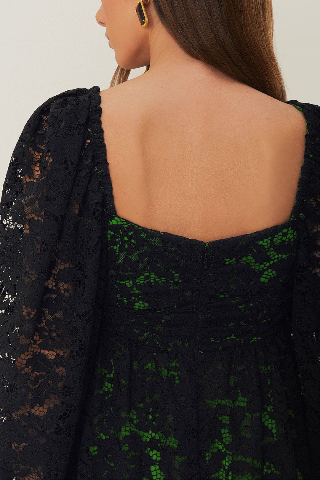 Black Lace Long Sleeve Midi Dress - Image 3