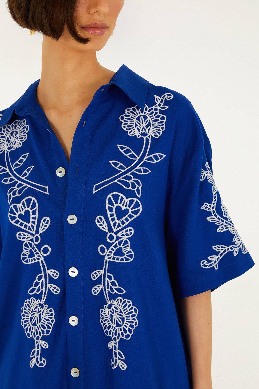 Blue Romantic Embroidered Lenzing™ Ecovero™ Euroflax™ Shirt - Image 2