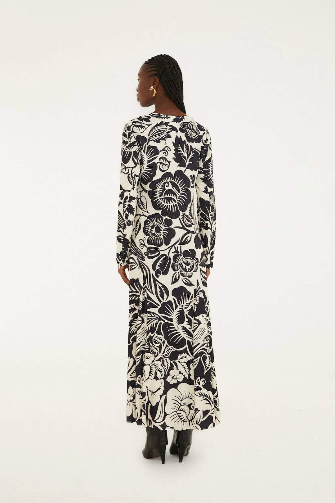 Off-White Cashews And Birds  Maxi Dress - Image 3