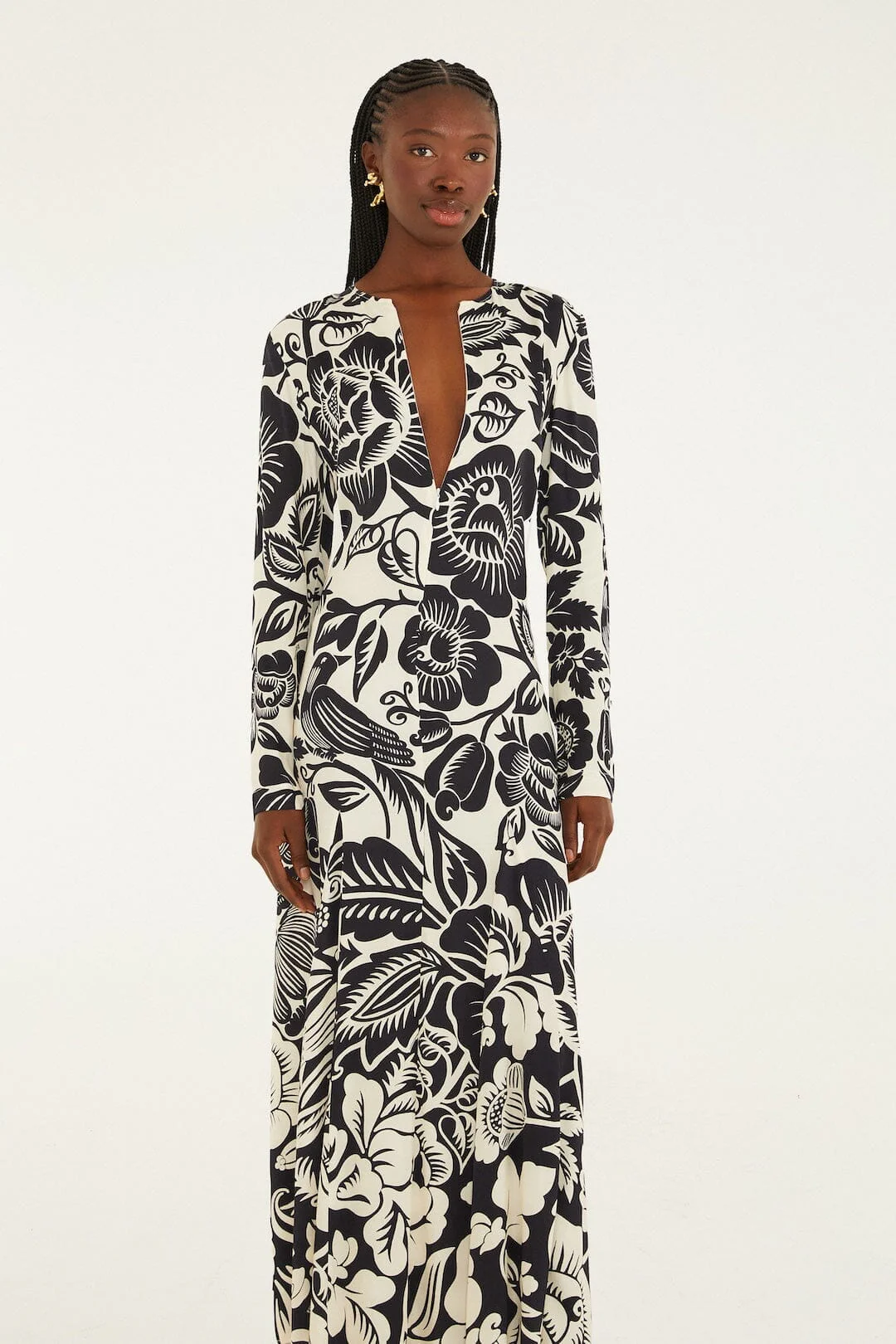 Off-White Cashews And Birds  Maxi Dress - Image 4