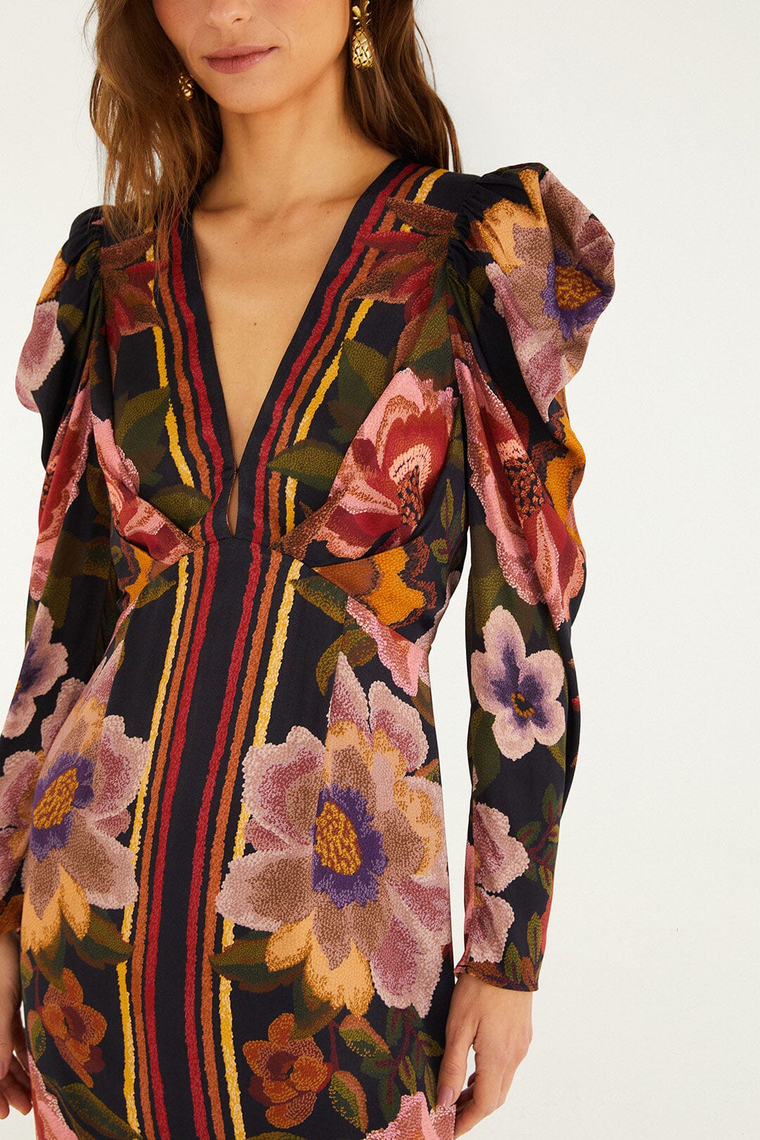Black Chenille Flowers  Midi Dress - Image 2
