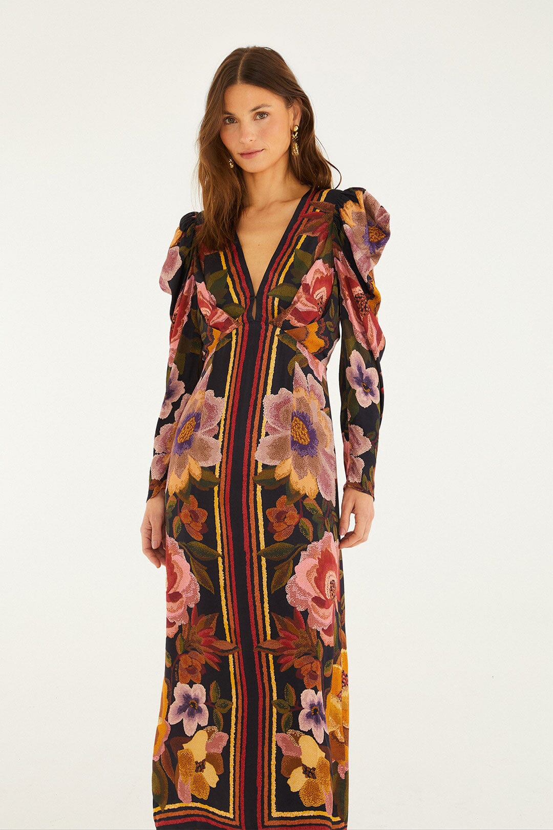 Black Chenille Flowers  Midi Dress - Image 3