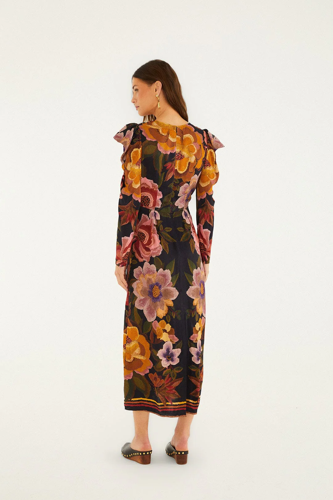 Black Chenille Flowers  Midi Dress - Image 4
