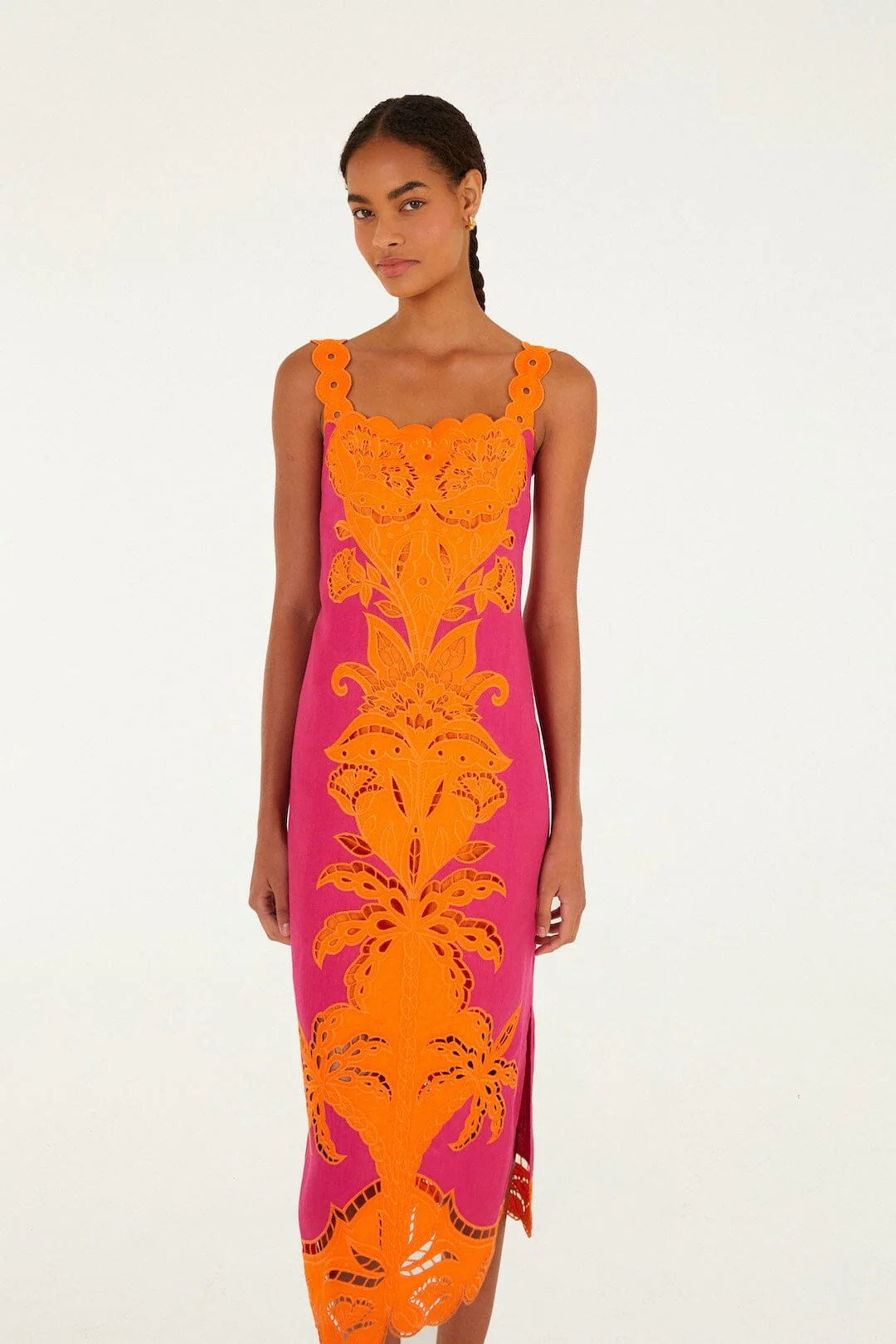 Pink Cutwork Midi Dress - Image 4