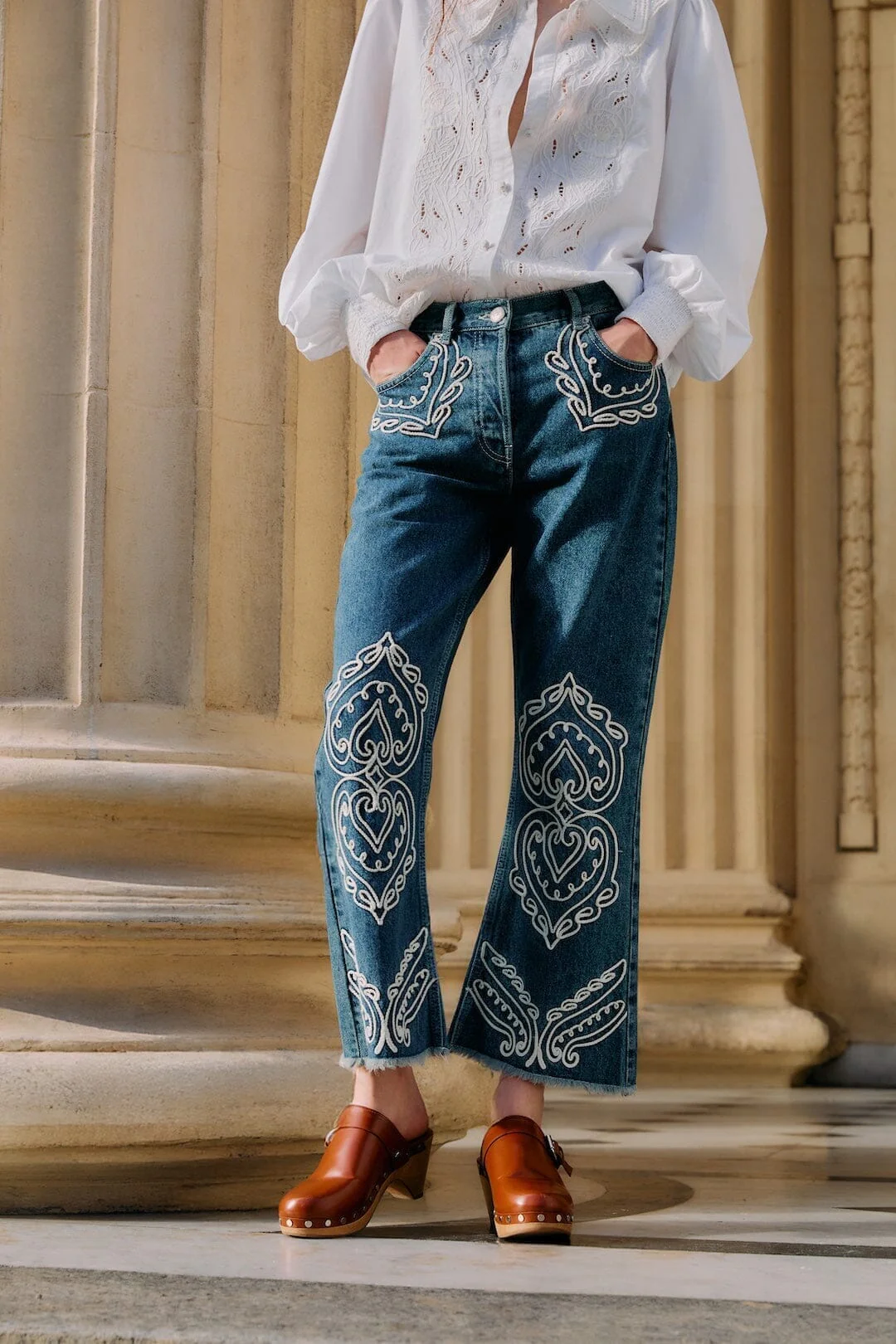 Denim Cornely Embroidered Cropped Pants - Image 2