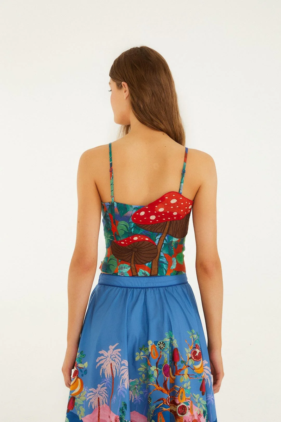 Mushroom Dream Landscape Embroidered Sleeveless Top - Image 3