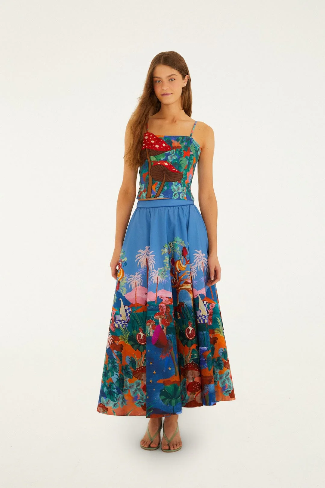 Mushroom Dream Landscape Embroidered Sleeveless Top - Image 4