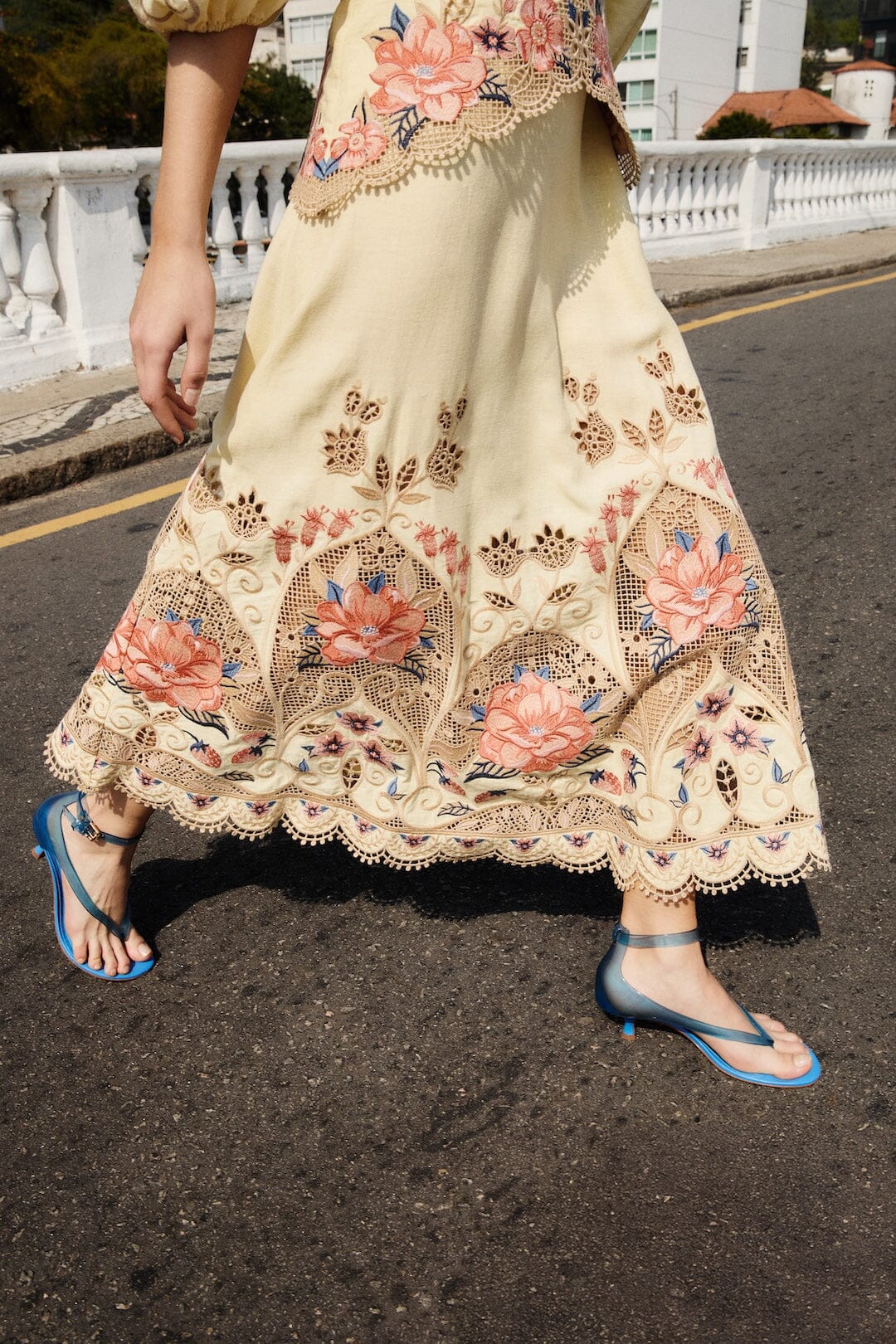 Butter Yellow Embroidered Midi Dress - Image 2