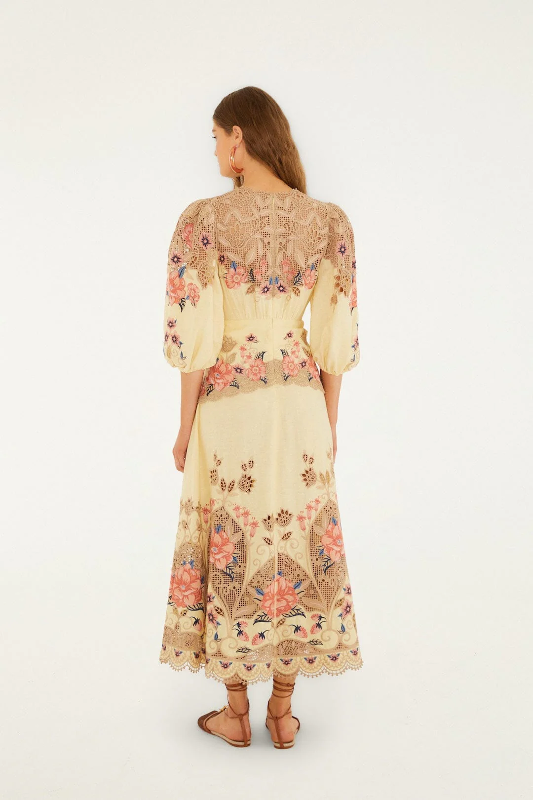 Butter Yellow Embroidered Midi Dress - Image 3