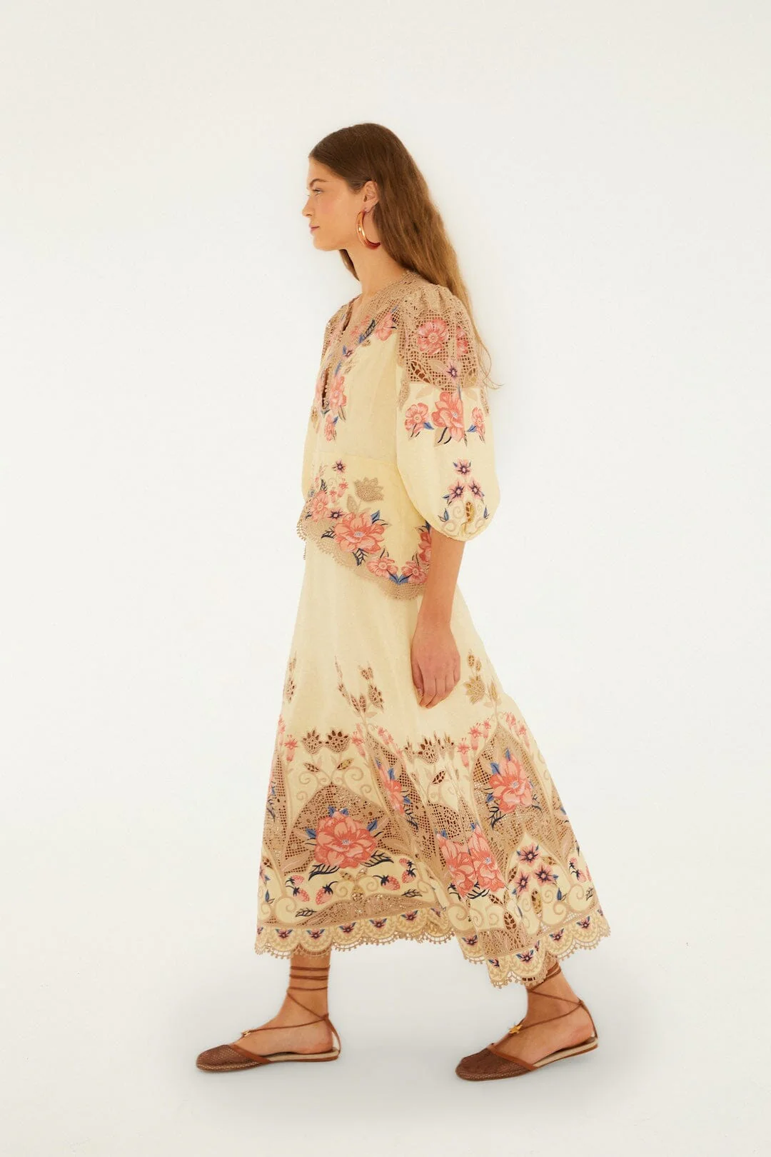 Butter Yellow Embroidered Midi Dress - Image 5
