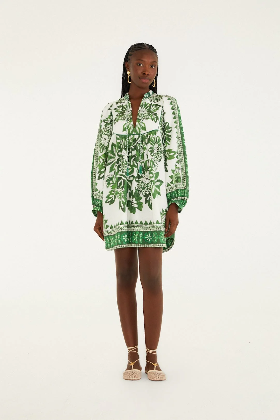 Green Flora Tapestry Mini Dress - Image 4