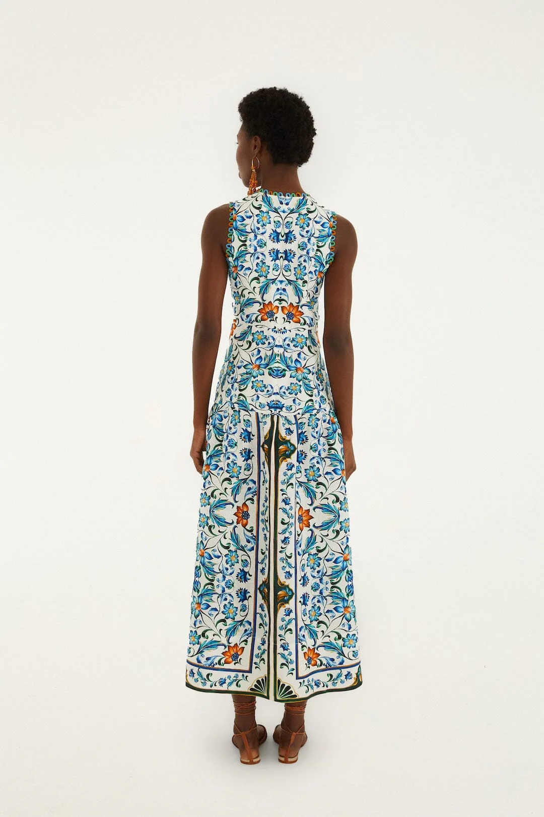 Off-White Flora Tile Scallop Maxi Dress - Image 3