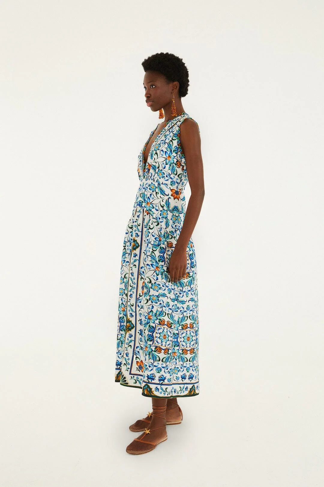 Off-White Flora Tile Scallop Maxi Dress - Image 4