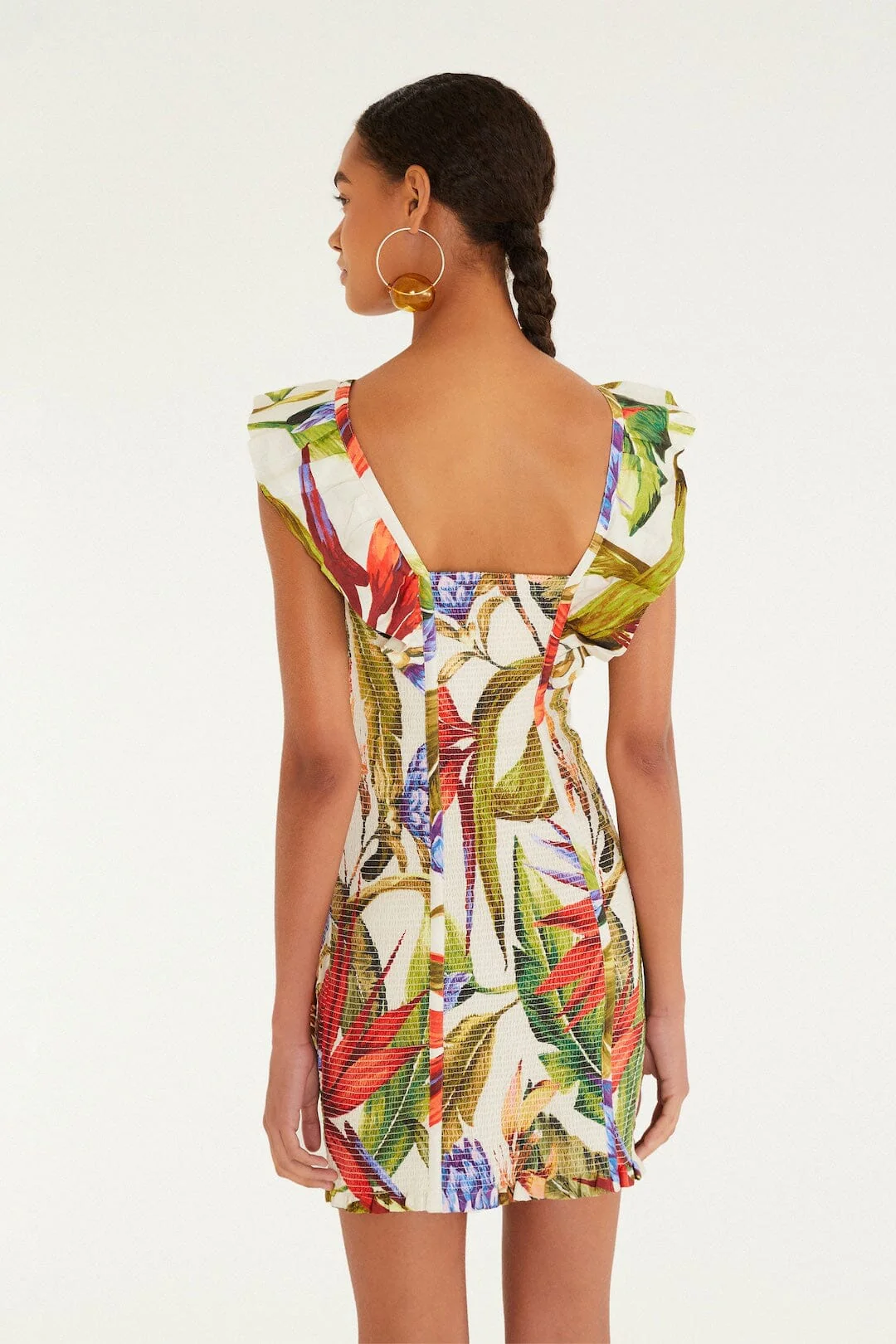 Sand Florart Short Sleeve Mini Dress - Image 3