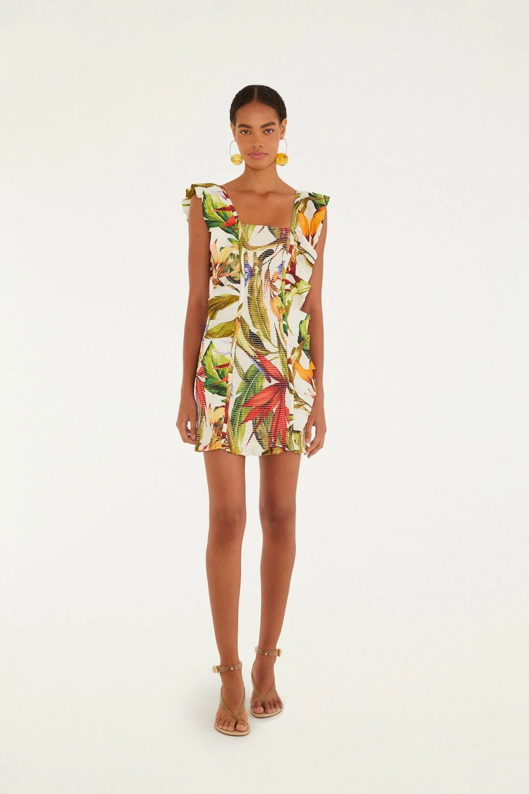 Sand Florart Short Sleeve Mini Dress - Image 4