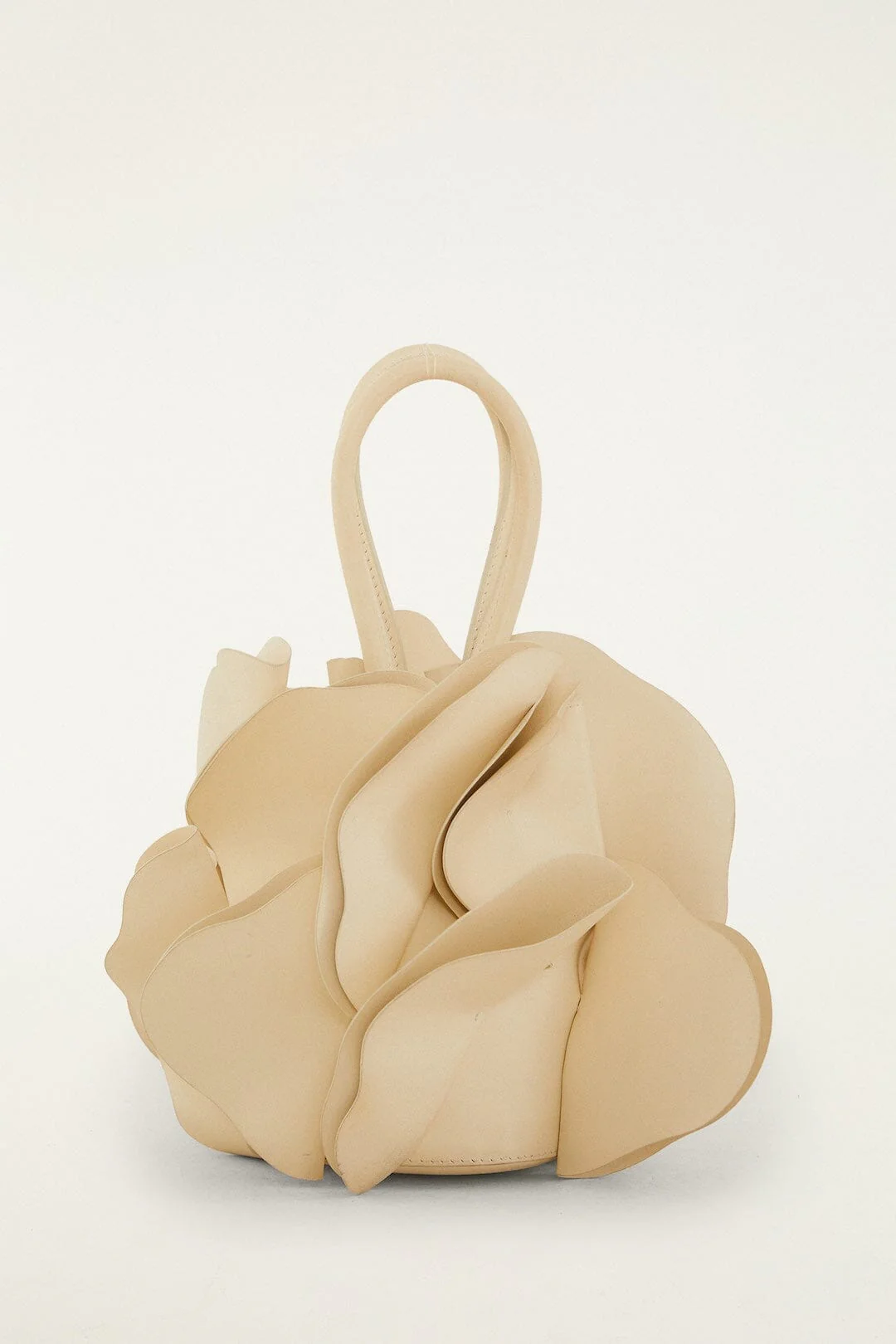 Beige Leather Flower Bag