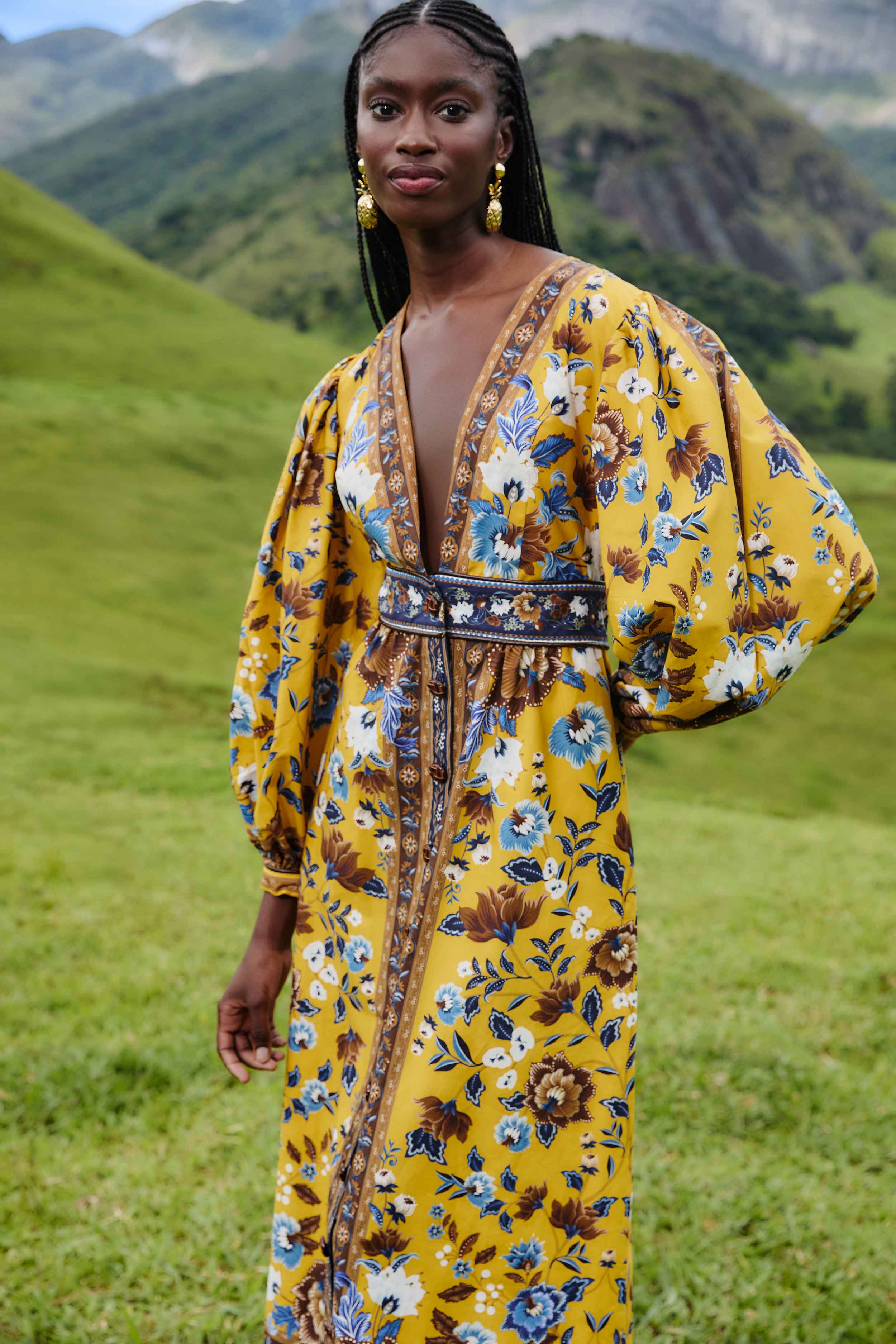 Yellow Flowering Garden Tree  Maxi Dress - Image 3