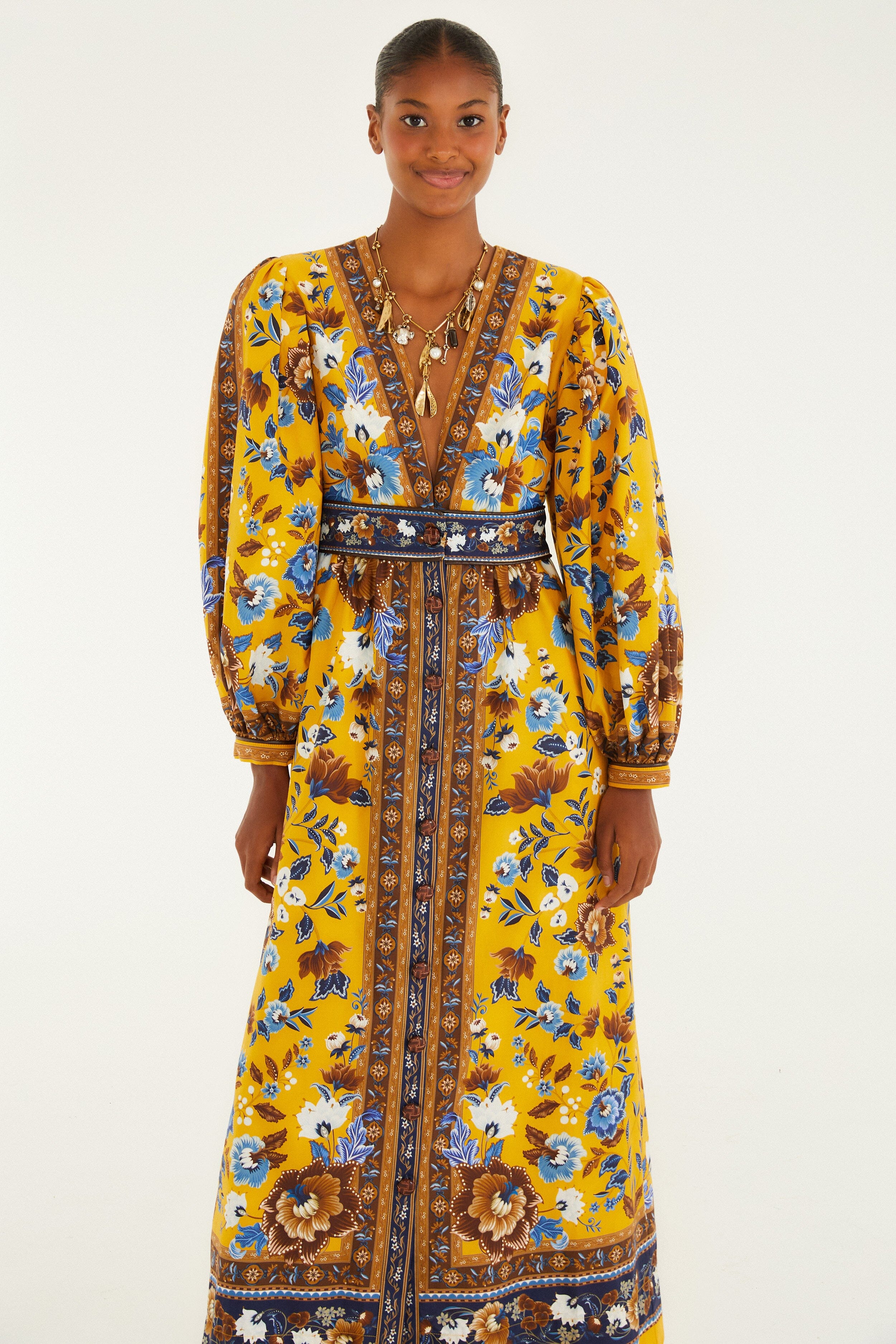 Yellow Flowering Garden Tree  Maxi Dress - Image 4