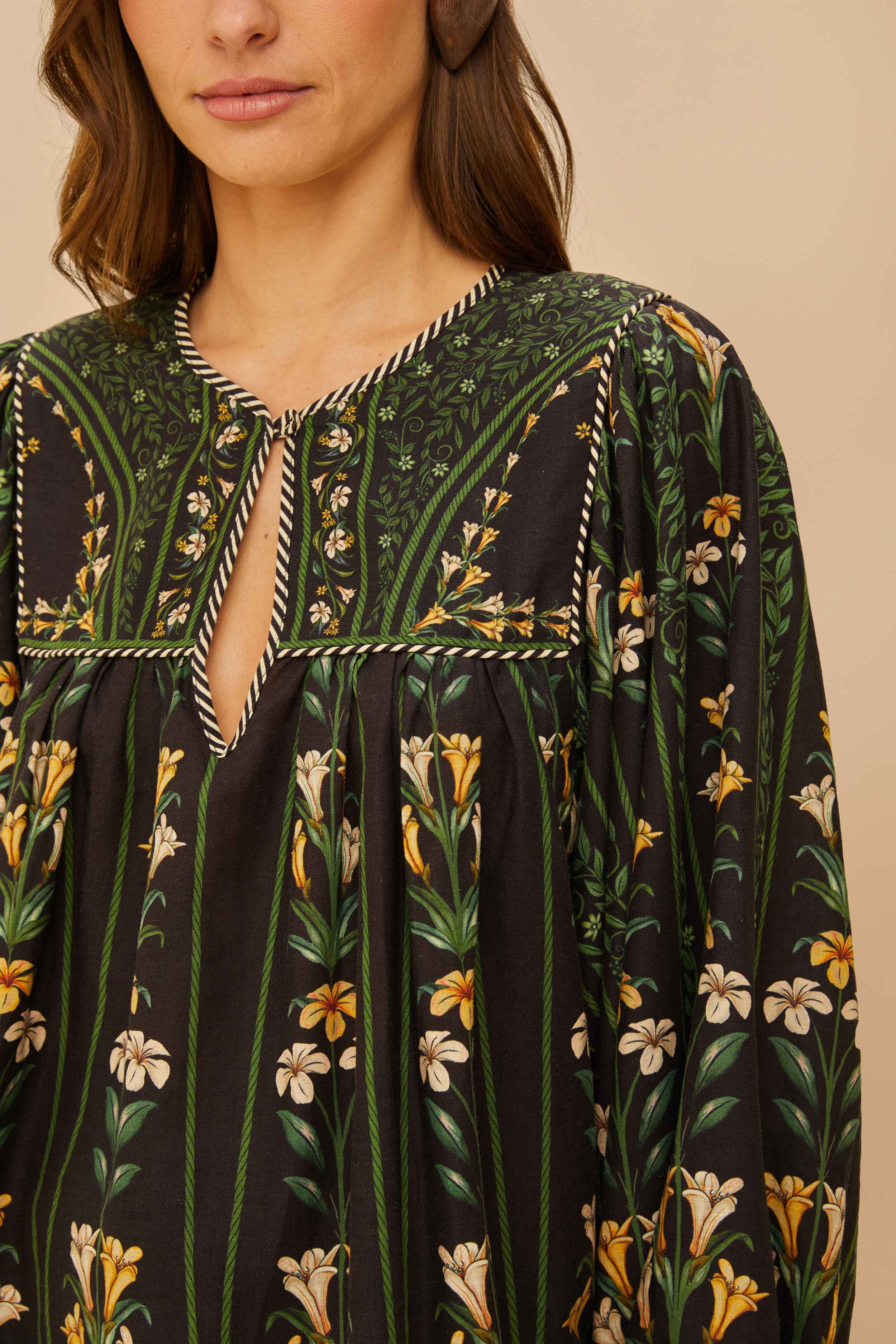 Black Flowers Arch Blouse - Image 2