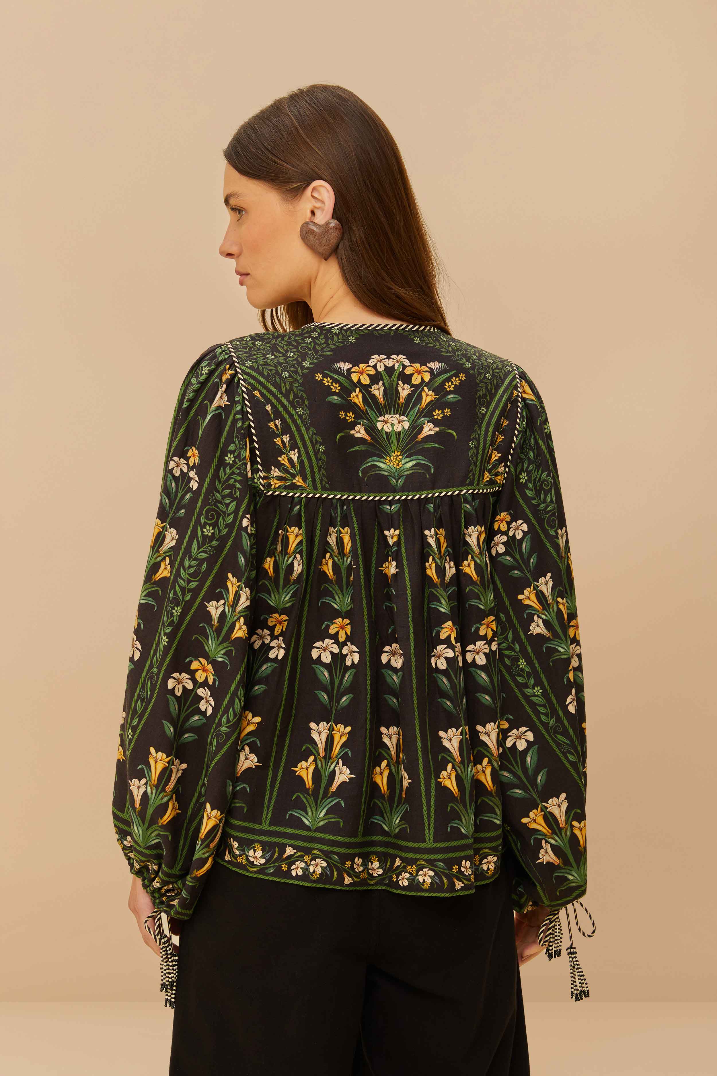 Black Flowers Arch Blouse - Image 3