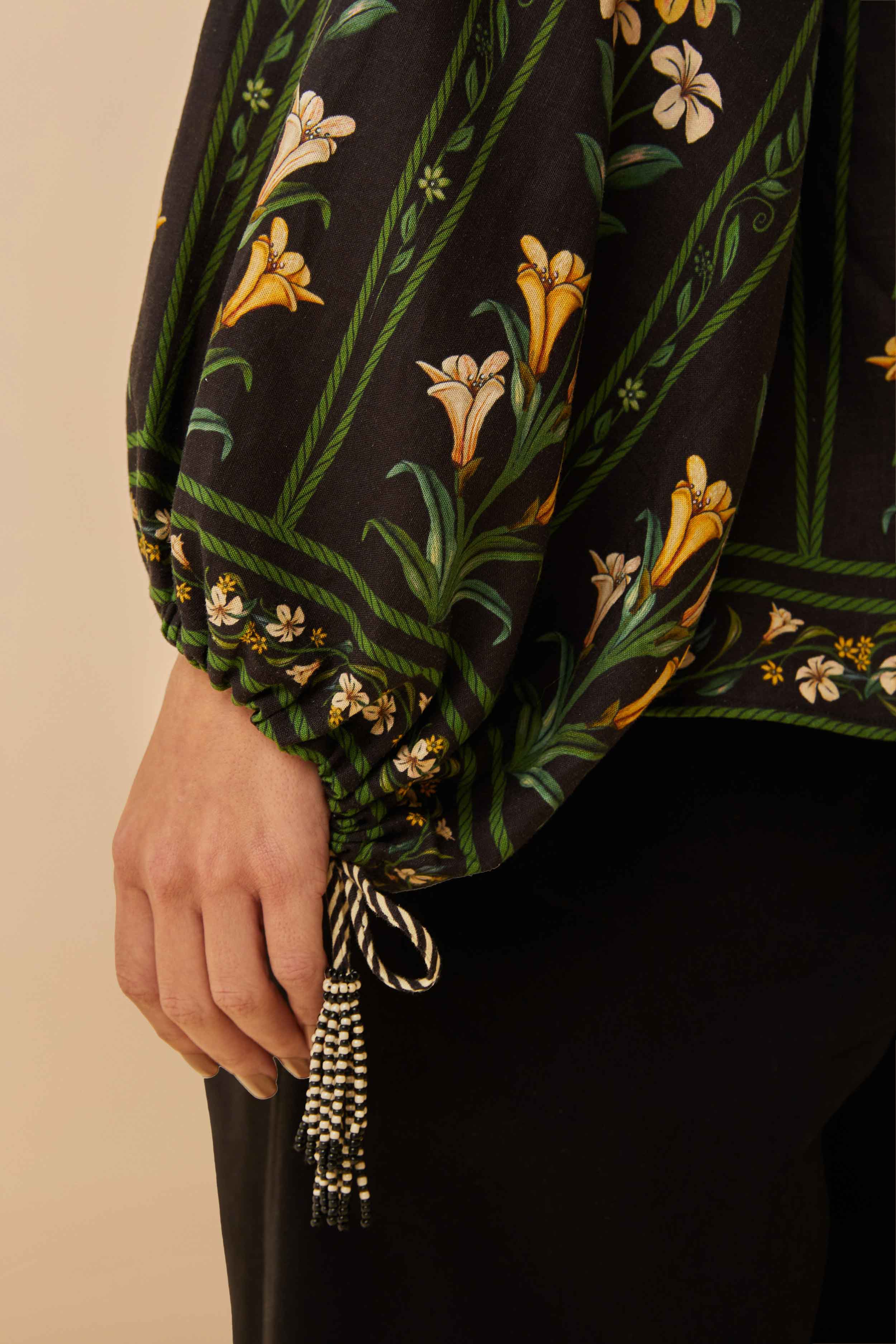 Black Flowers Arch Blouse - Image 4