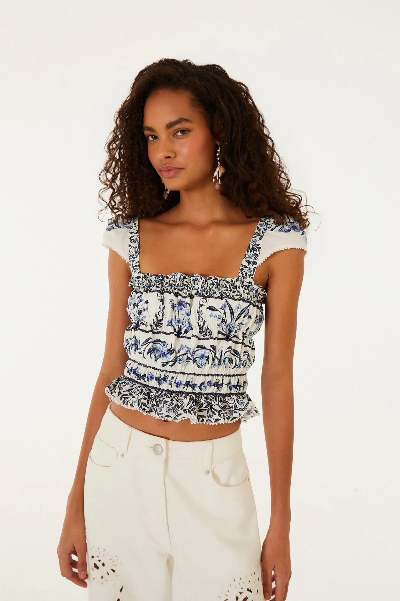 Off-White Flowers Arch Smocked  Blouse - Image 4