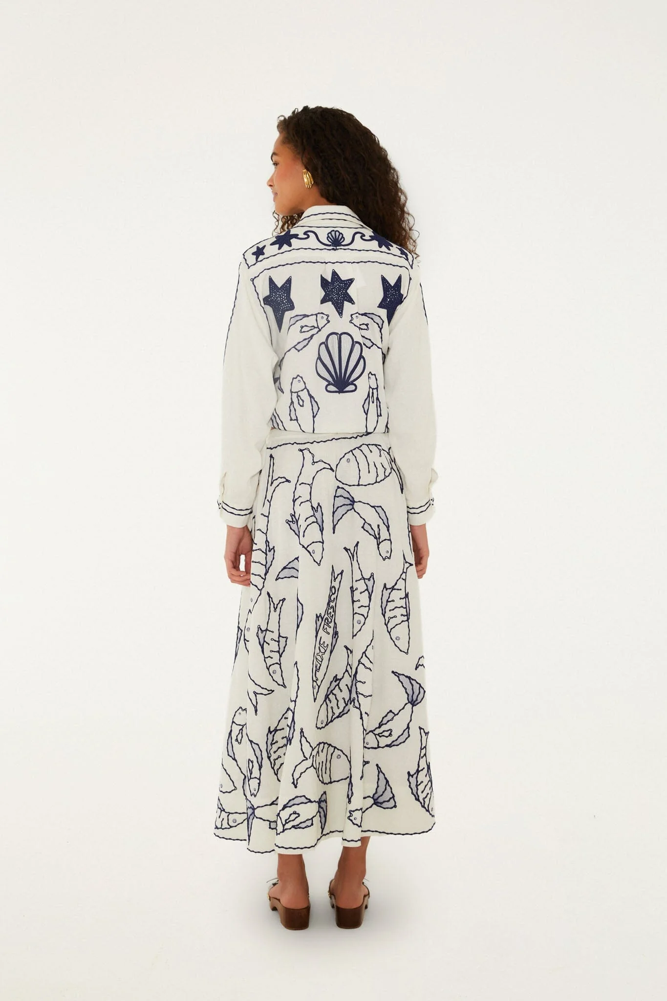 Off-White Fresh Fish Embroidered Midi Skirt - Image 3