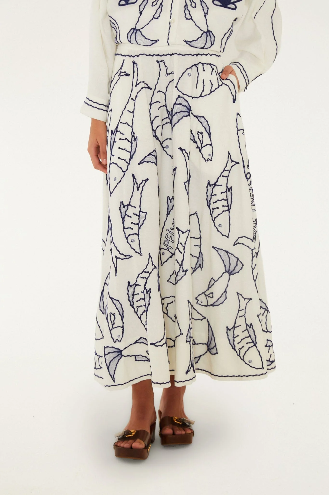 Off-White Fresh Fish Embroidered Midi Skirt - Image 4