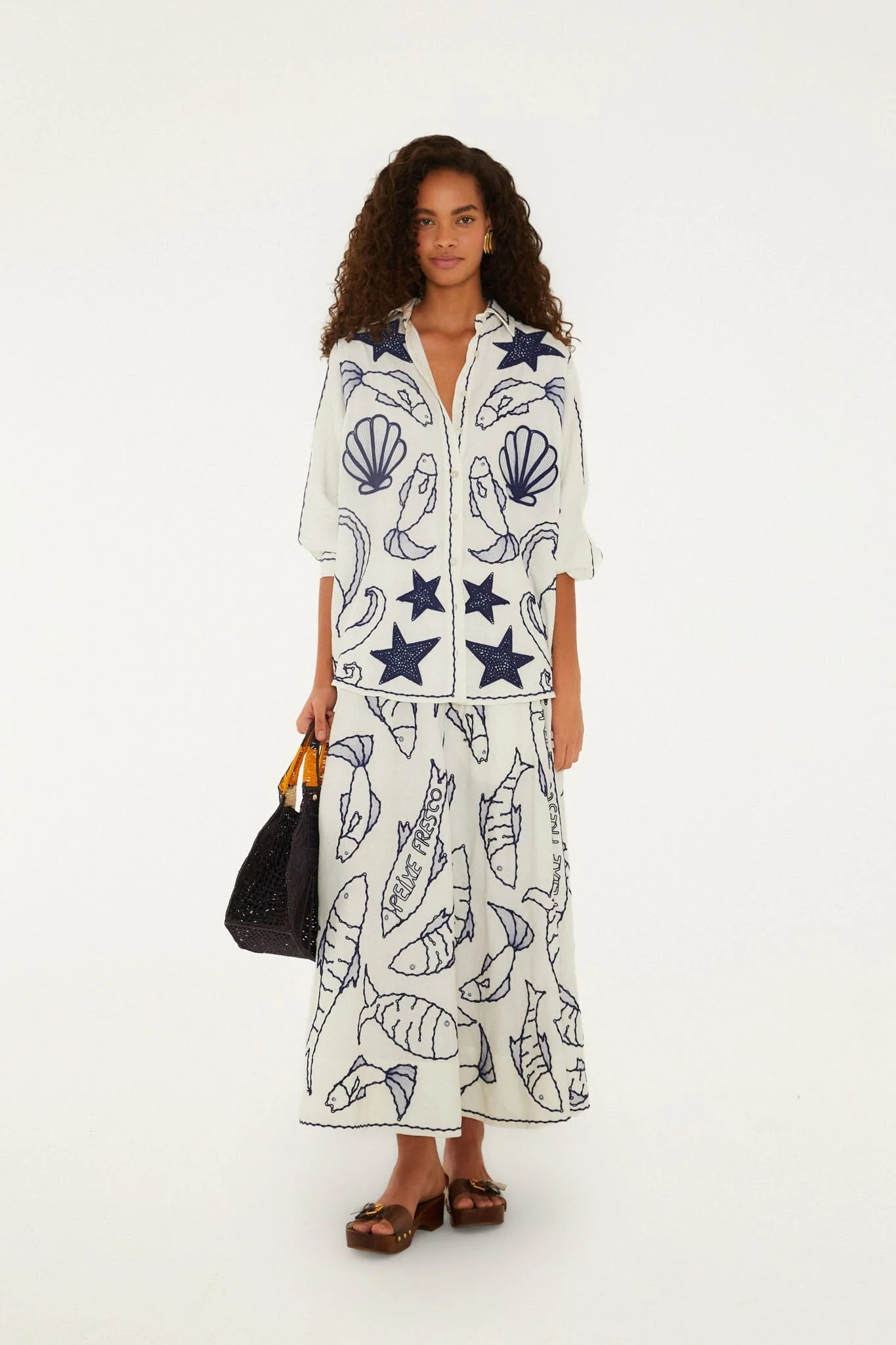 Off-White Fresh Fish Embroidered Midi Skirt - Image 5