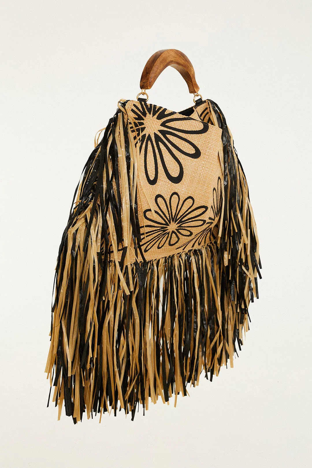 Fringed Raffia Mini Bag - Image 3