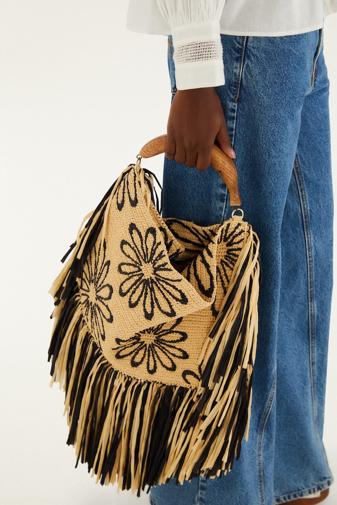 Fringed Raffia Mini Bag - Image 6