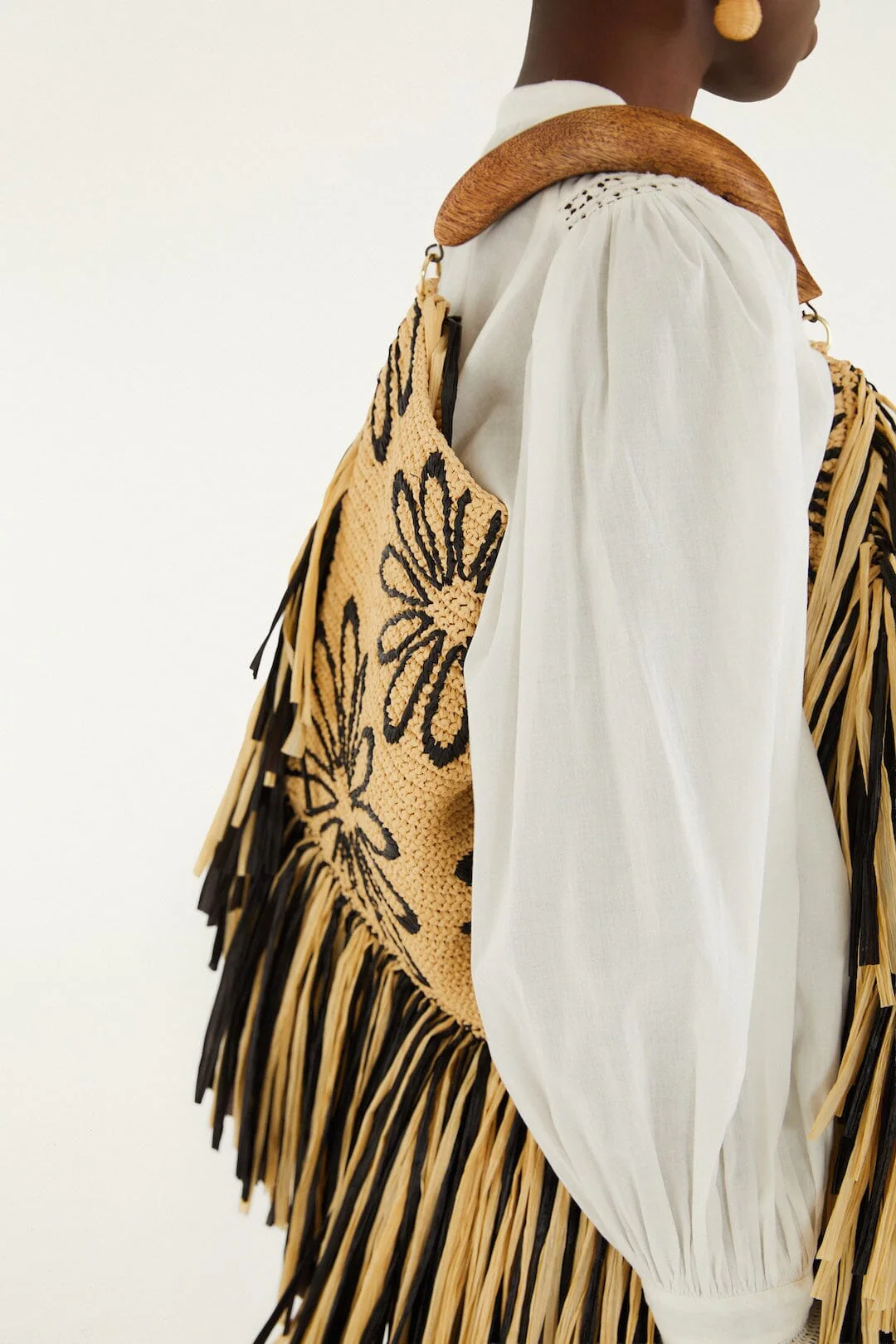 Fringed Raffia Mini Bag - Image 8