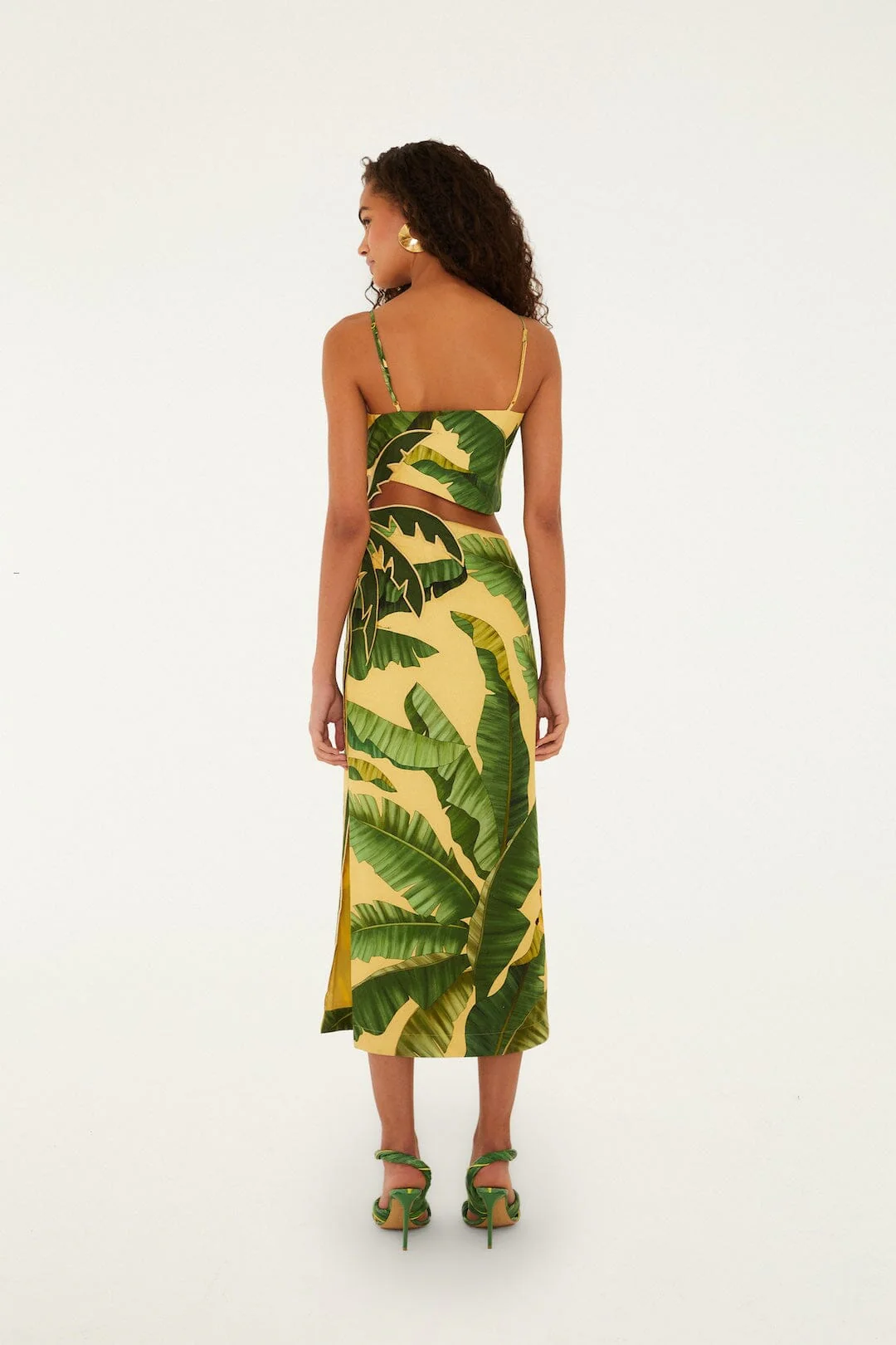 Soft Yellow Banana Leaves Maxi Dress - Image 3