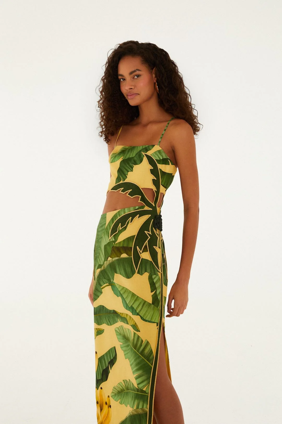 Soft Yellow Banana Leaves Maxi Dress - Image 4