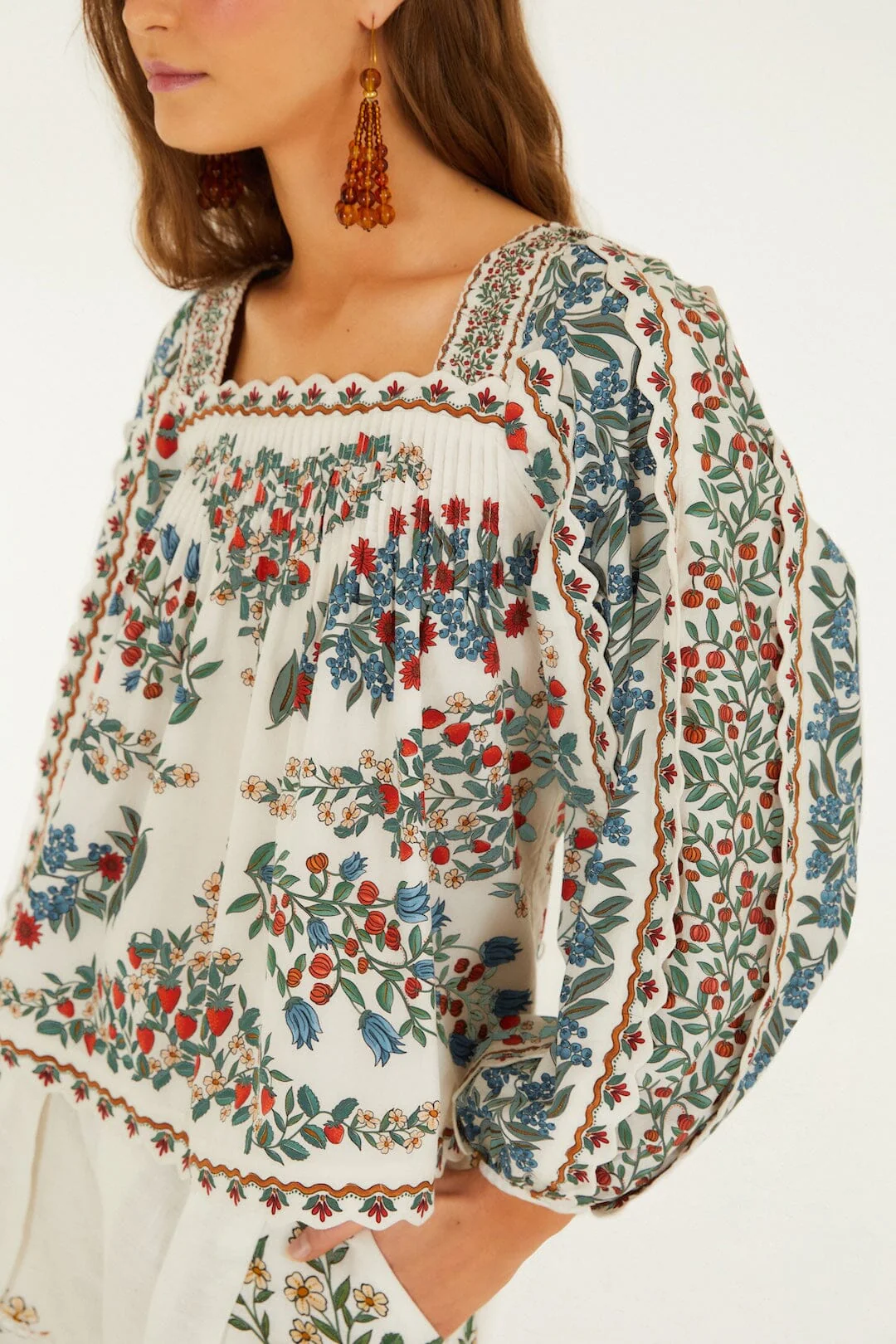 Off-White Fruit Beauty Scarf  Long Sleeve Blouse - Image 2