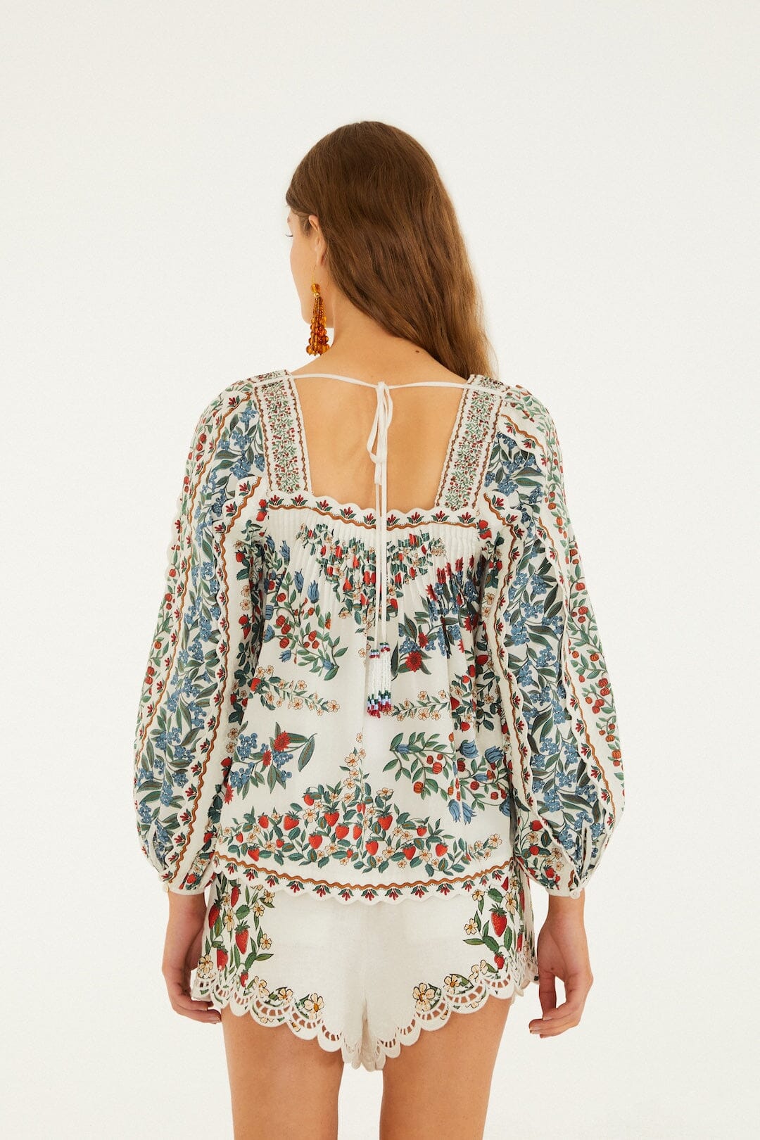 Off-White Fruit Beauty Scarf  Long Sleeve Blouse - Image 3