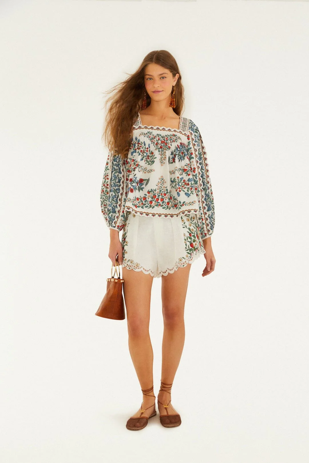 Off-White Fruit Beauty Scarf  Long Sleeve Blouse - Image 4