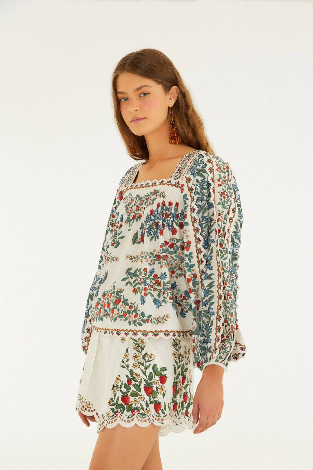 Off-White Fruit Beauty Scarf  Long Sleeve Blouse - Image 5