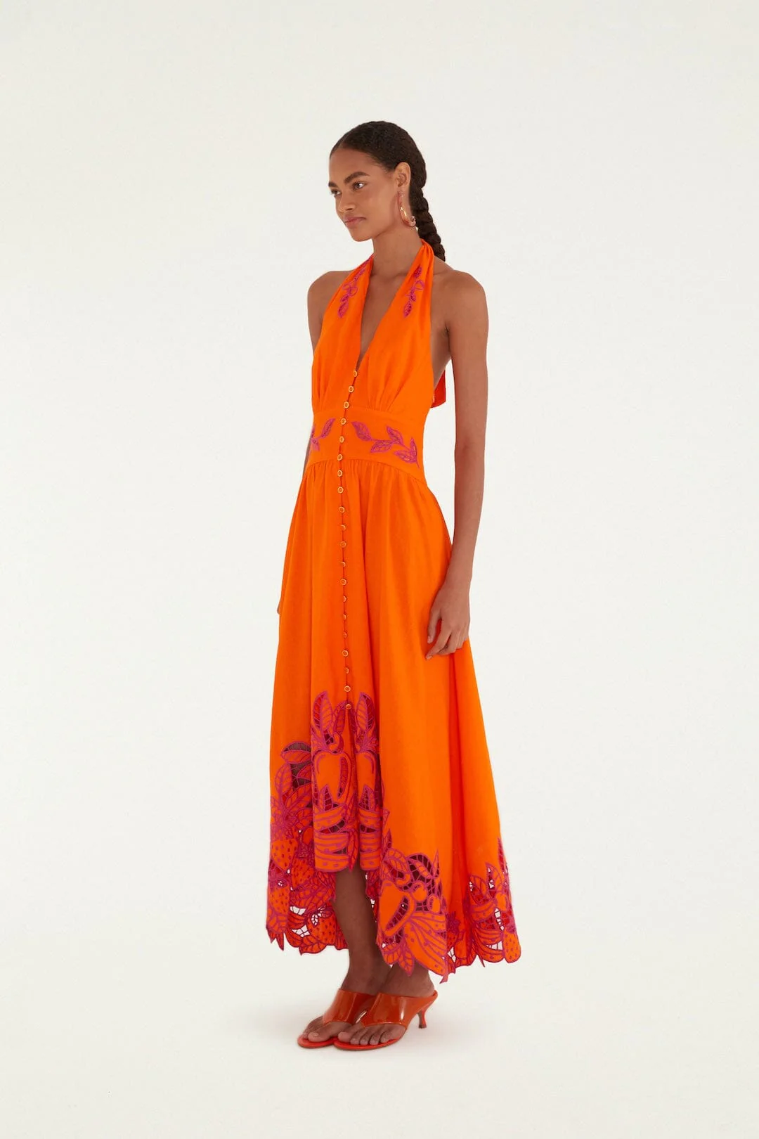 Orange Fruit Richelieu Artisanal Maxi Dress - Image 4