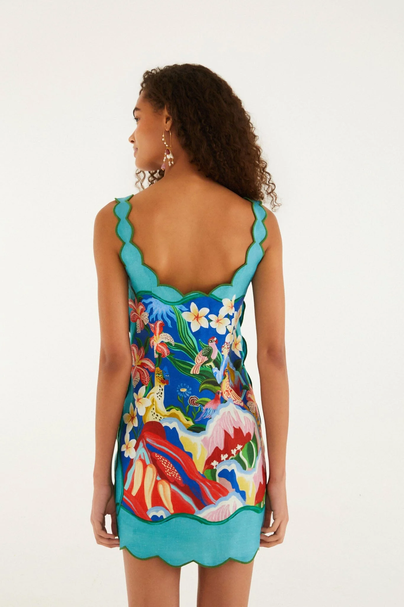 Multicolor Garden Of Life Scarf Scallop Mini Dress - Image 3