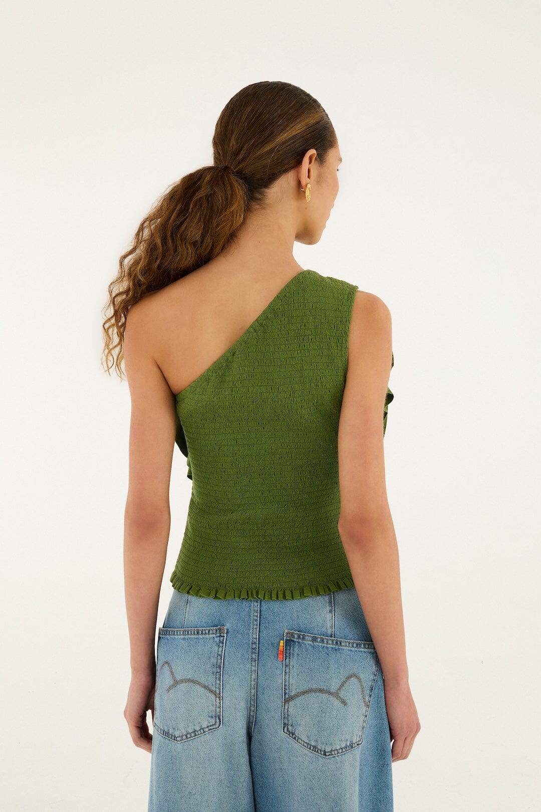 Green One Shoulder Blouse - Image 3