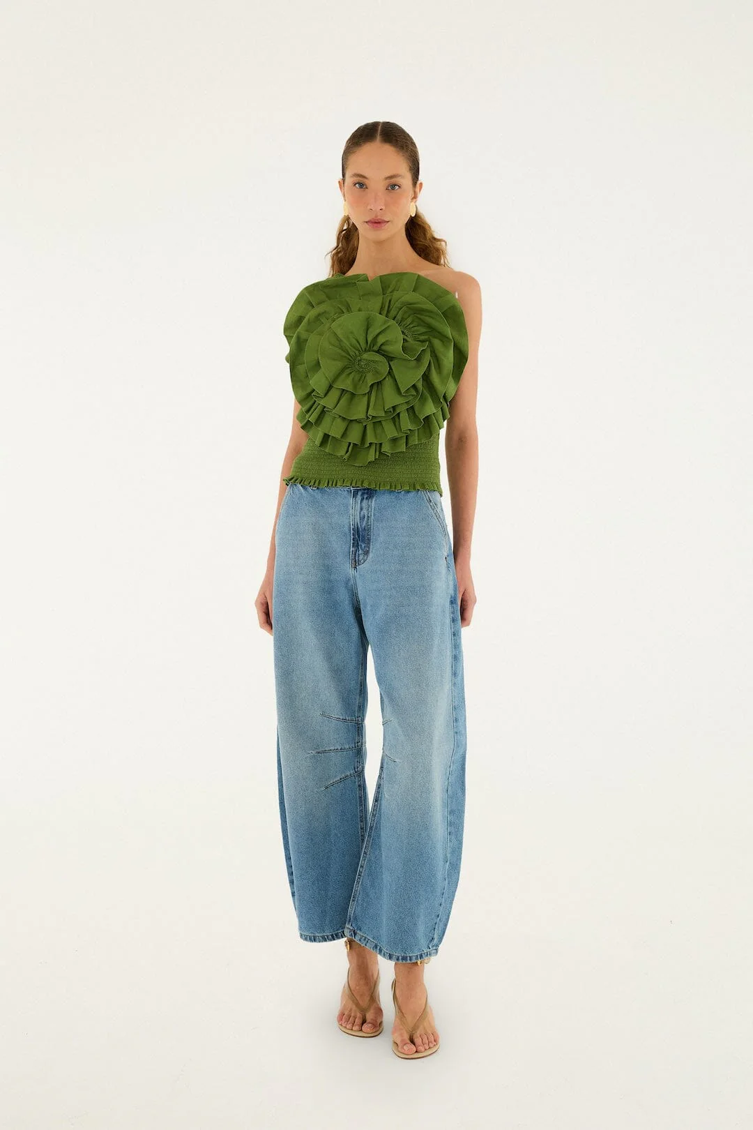 Green One Shoulder Blouse - Image 4